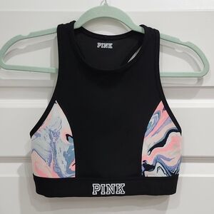 Victoria's Secret PINK Black and Multicolor Sports Bra